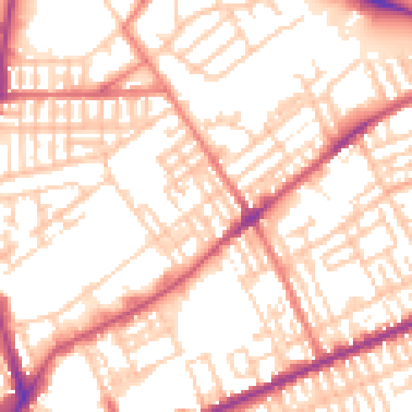 Daytime road noise heatmap for PR1 5HU