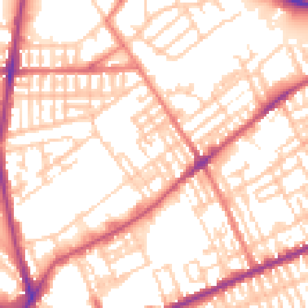 Daytime road noise heatmap for PR1 5HX