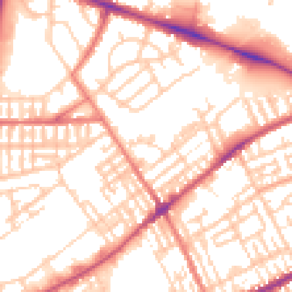 Daytime road noise heatmap for PR1 5JT