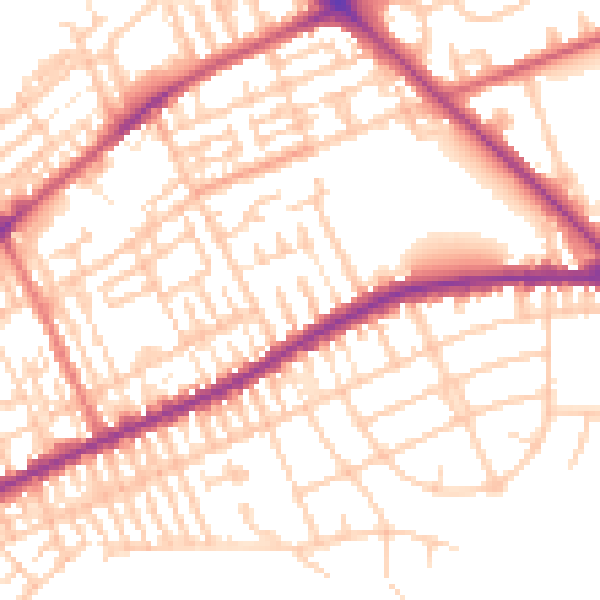 Daytime road noise heatmap for PR1 5QE
