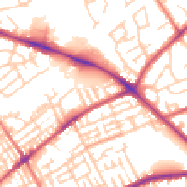 Daytime road noise heatmap for PR1 5SH