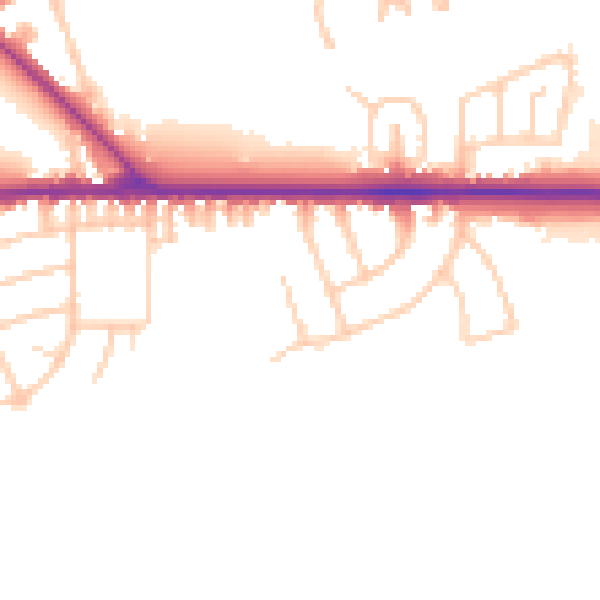 Daytime road noise heatmap for PR1 5TJ