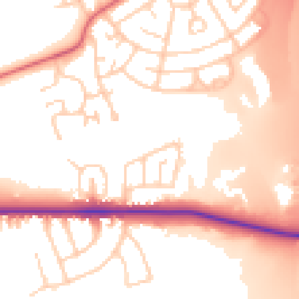 Daytime road noise heatmap for PR1 5TS
