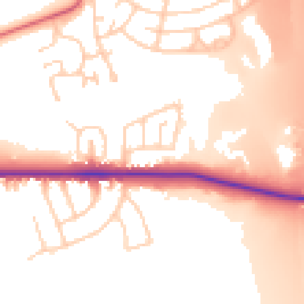 Daytime road noise heatmap for PR1 5TU