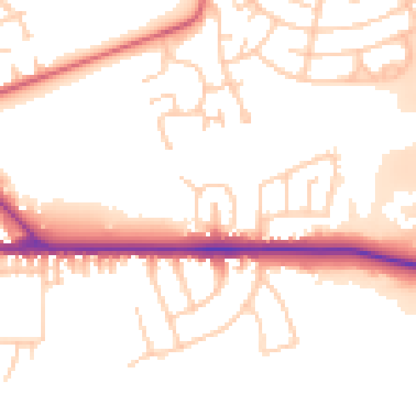 Daytime road noise heatmap for PR1 5UB