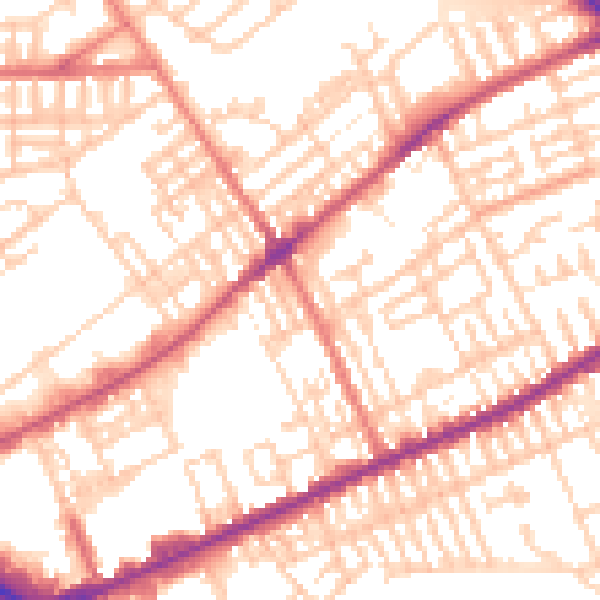 Daytime road noise heatmap for PR1 5UR