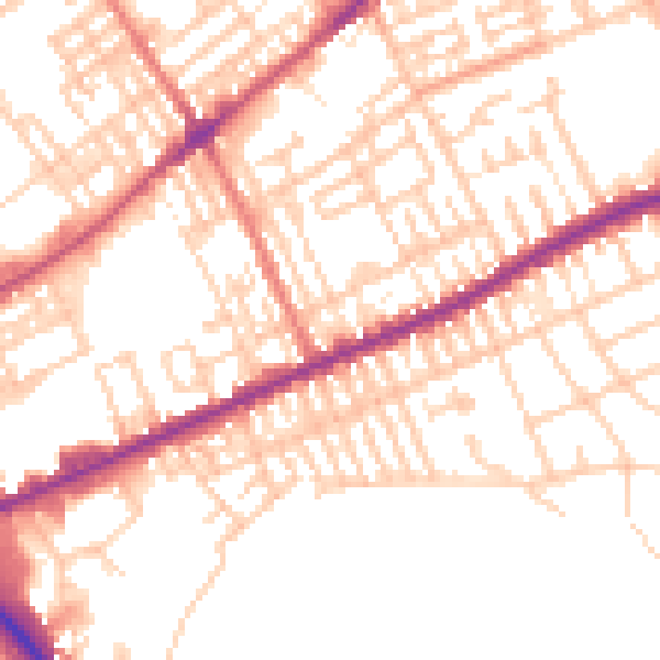 Daytime road noise heatmap for PR1 5UX