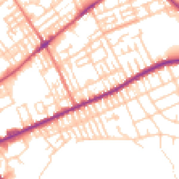 Daytime road noise heatmap for PR1 5XN