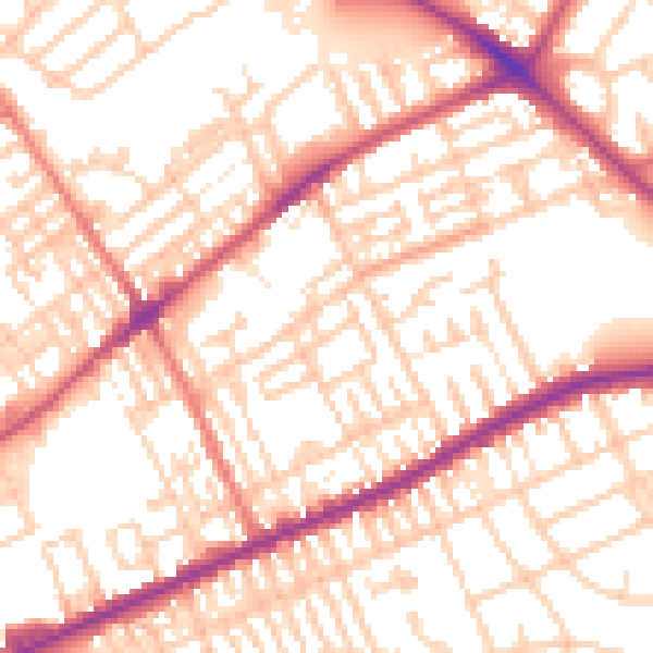 Daytime road noise heatmap for PR1 5XY
