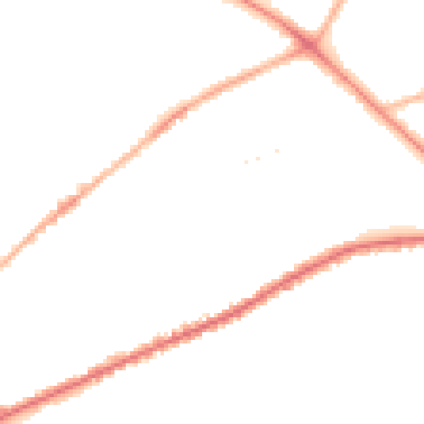 Night-time road noise heatmap for PR1 5YB