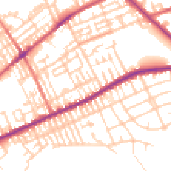Daytime road noise heatmap for PR1 5YN