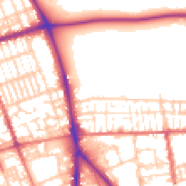 Daytime road noise heatmap for PR1 6AS