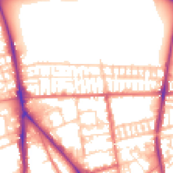 Daytime road noise heatmap for PR1 6BH