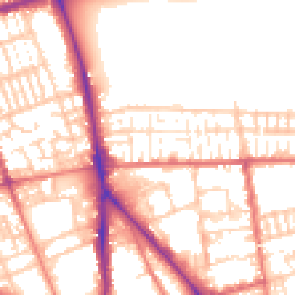 Daytime road noise heatmap for PR1 6BX