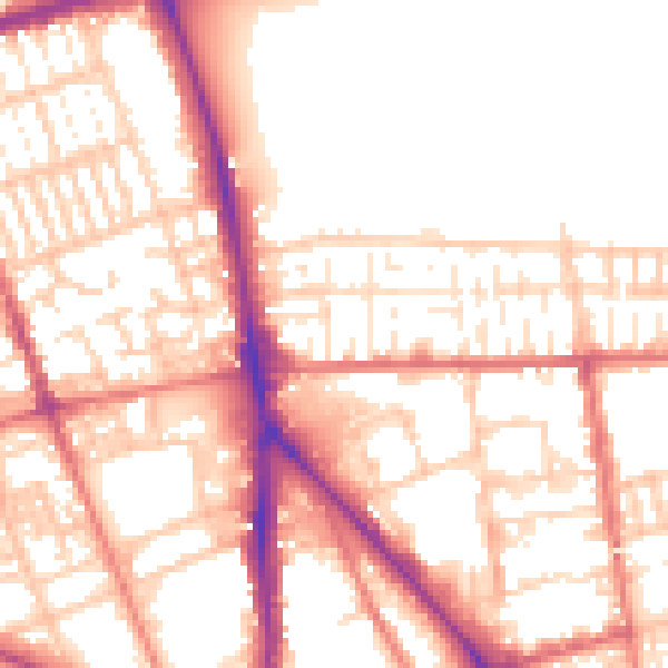 Daytime road noise heatmap for PR1 6DE