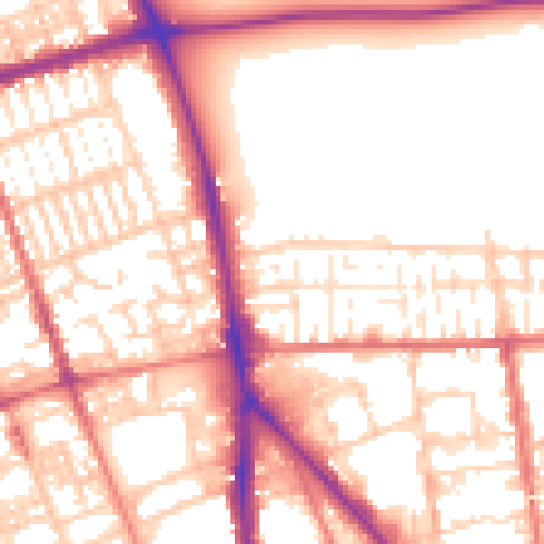 Daytime road noise heatmap for PR1 6DL