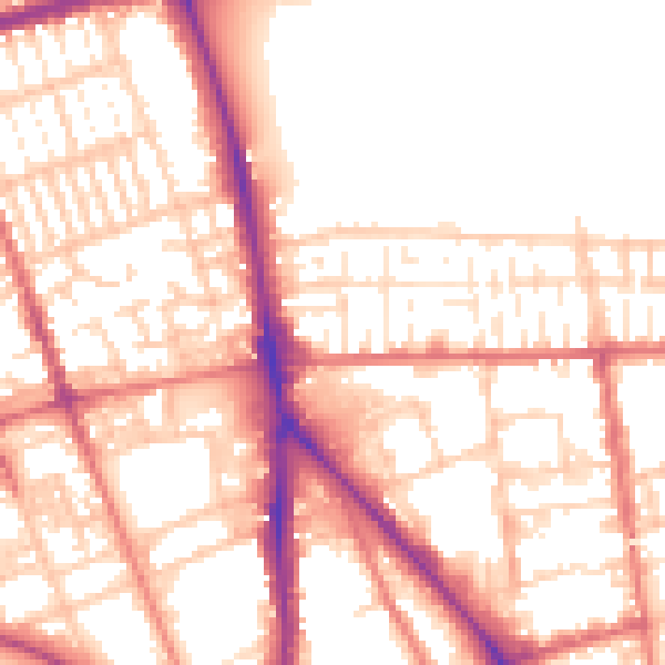 Daytime road noise heatmap for PR1 6DN