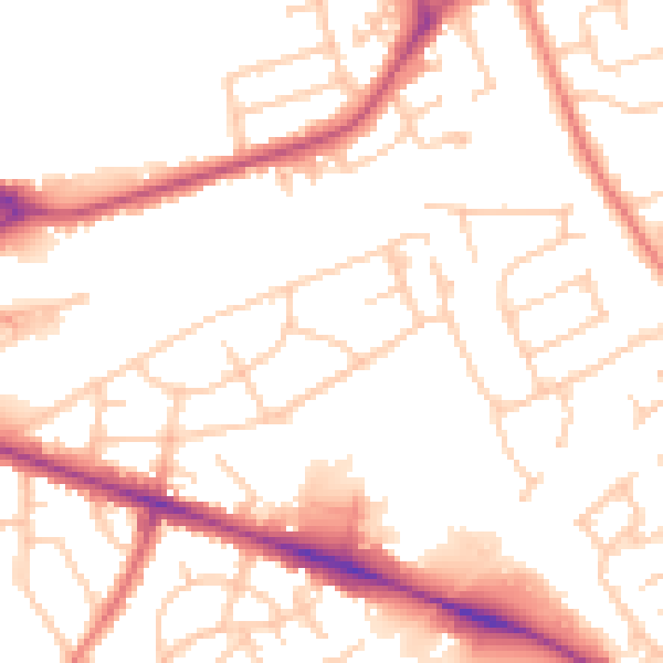 Daytime road noise heatmap for PR1 6HE