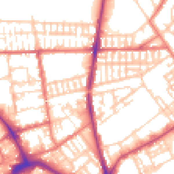Daytime road noise heatmap for PR1 6LJ