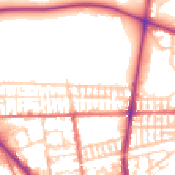 Daytime road noise heatmap for PR1 6LN