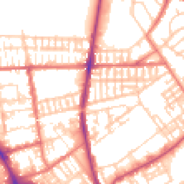 Daytime road noise heatmap for PR1 6QJ