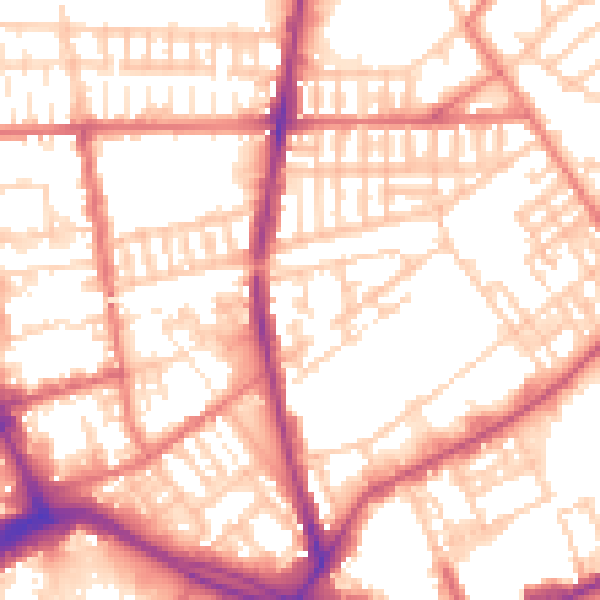 Daytime road noise heatmap for PR1 6QS