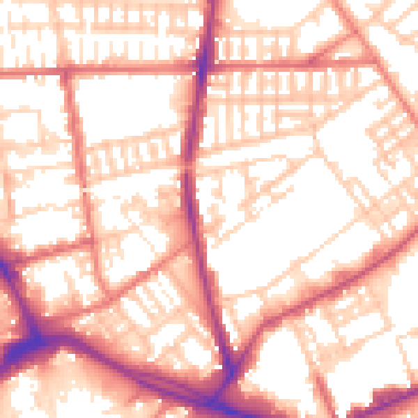Daytime road noise heatmap for PR1 6QW