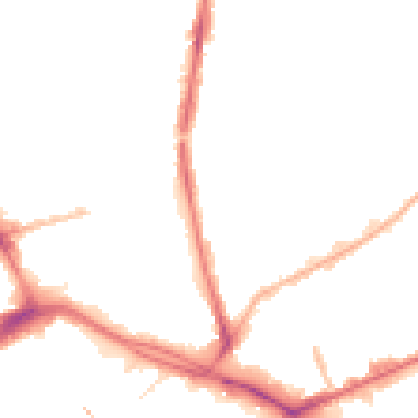Night-time road noise heatmap for PR1 6RD