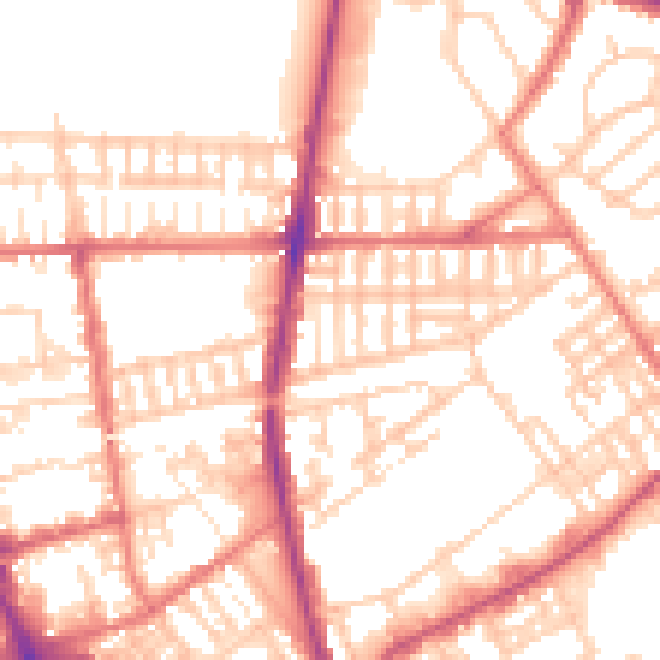 Daytime road noise heatmap for PR1 6SX