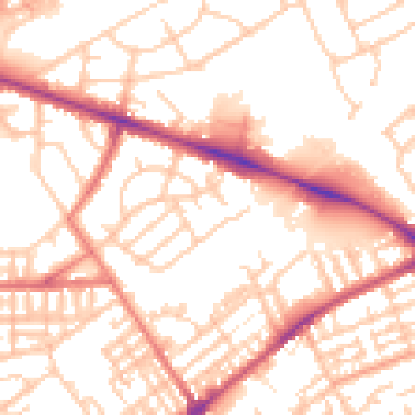 Daytime road noise heatmap for PR1 6XF