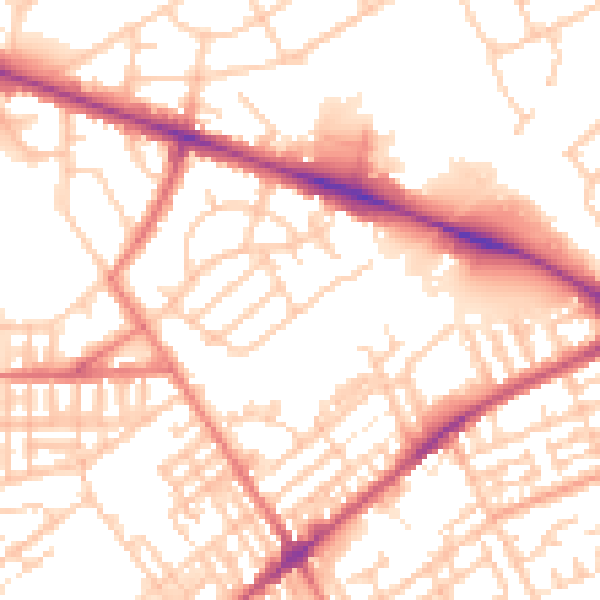 Daytime road noise heatmap for PR1 6XS