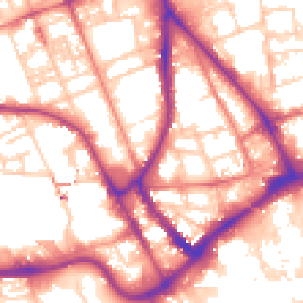 Daytime road noise heatmap for PR1 7AT