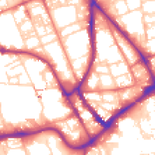 Daytime road noise heatmap for PR1 7BE