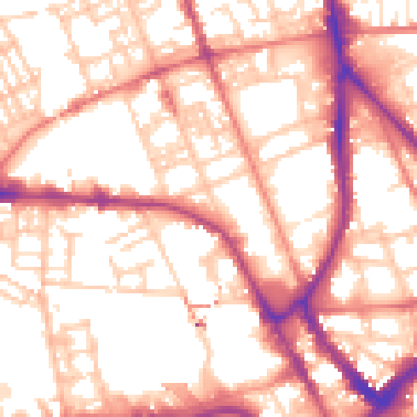 Daytime road noise heatmap for PR1 7DE