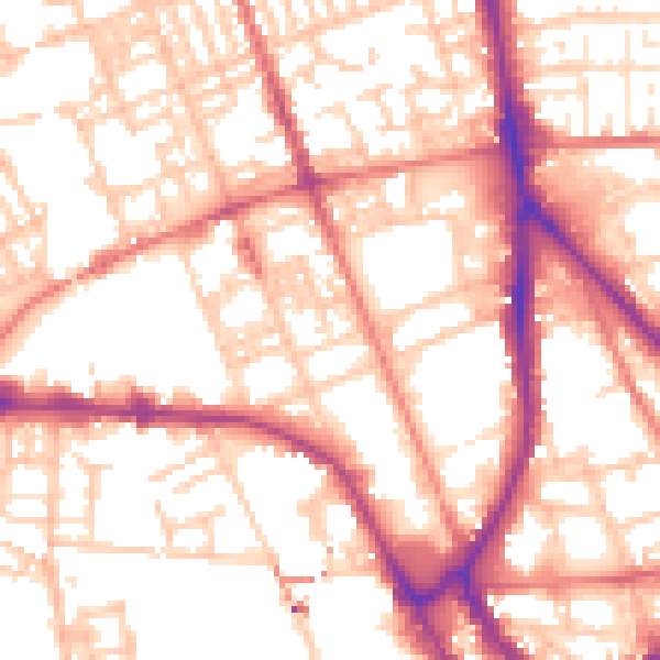 Daytime road noise heatmap for PR1 7DX