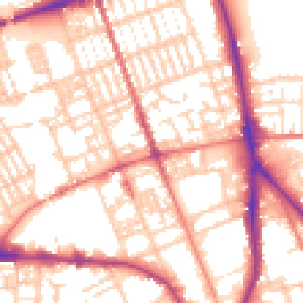 Daytime road noise heatmap for PR1 7EP