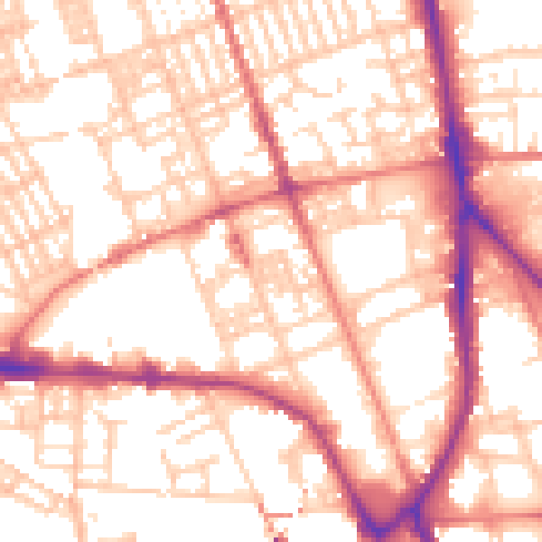 Daytime road noise heatmap for PR1 7HQ