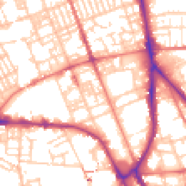 Daytime road noise heatmap for PR1 7HT