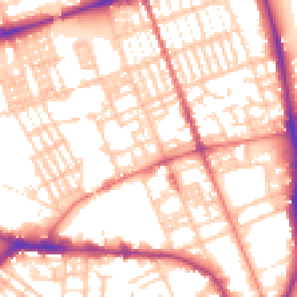 Daytime road noise heatmap for PR1 7LL