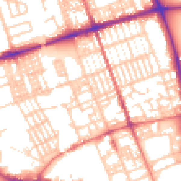 Daytime road noise heatmap for PR1 7ND