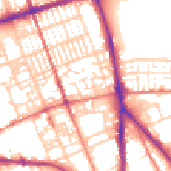 Daytime road noise heatmap for PR1 7PR