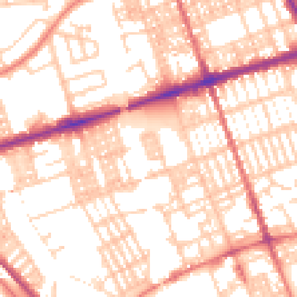 Daytime road noise heatmap for PR1 7QB