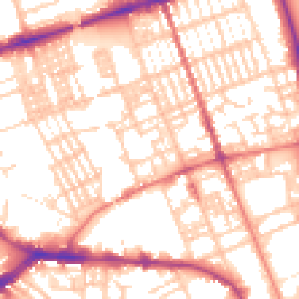 Daytime road noise heatmap for PR1 7QP