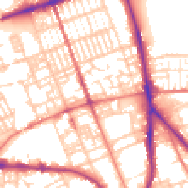 Daytime road noise heatmap for PR1 7TP
