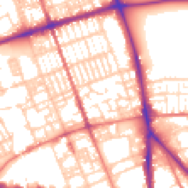 Daytime road noise heatmap for PR1 7UG