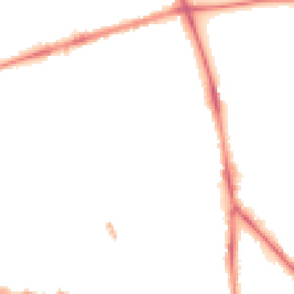 Night-time road noise heatmap for PR1 7UG