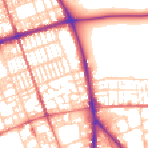 Daytime road noise heatmap for PR1 7UL