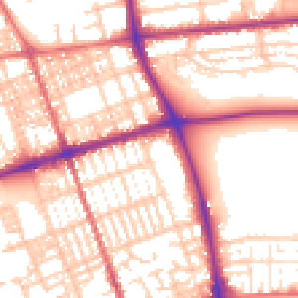 Daytime road noise heatmap for PR1 7UR