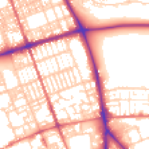 Daytime road noise heatmap for PR1 7US