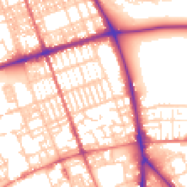 Daytime road noise heatmap for PR1 7XB